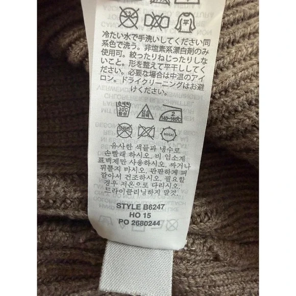 J.Crew Woodsman Ribbed Knit Sweater Men M Leather Shoulder Patches Brown EUC - Picture 6 of 10